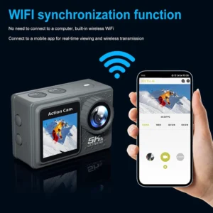 5K 4K 60FPS Sport Anti-shake WIFI  Camera Dual Screen W remote