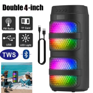 3000W Bluetooth Speaker Dual 4 inch Subwoofer LED, Rechargeable